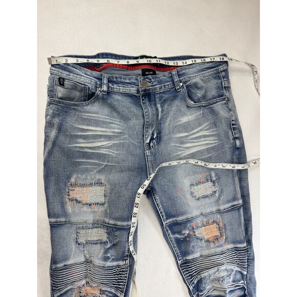 Switch Remarkable Stacked Jeans Streetwear Distressed Slim Taper Fit Paint 40*34 - Picture 2 of 9